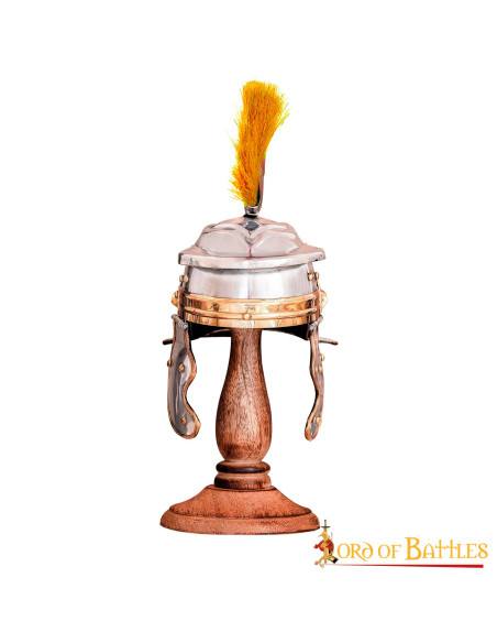 Minicapacete romano com pluma e...