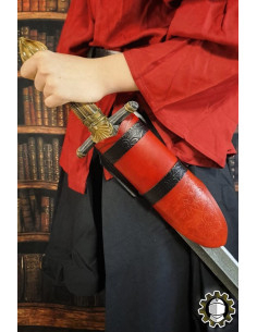 Tahalí medieval Brian, mão direita couro vermelho