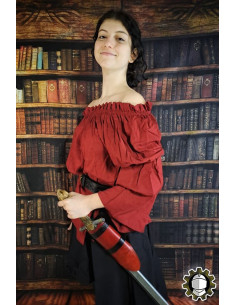 Tahalí medieval Brian, mão direita couro vermelho 2