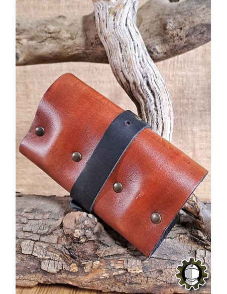 Bolsa medieval em couro marrom para 3...