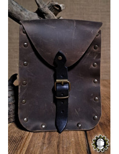 Bolsa medieval em couro marrom modelo Jerome