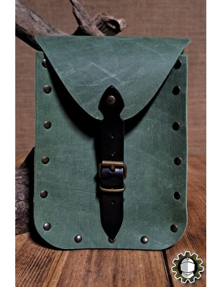 Bolsa medieval em couro verde modelo...