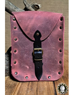 Bolsa medieval em couro vermelho modelo Jerome
