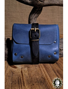 Bolsa medieval em couro azul modelo Valeron