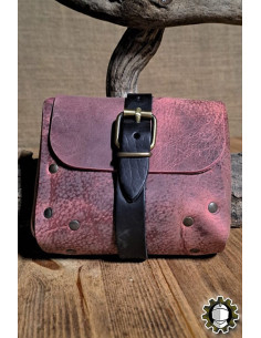 Bolsa medieval em couro vermelho modelo Valeron