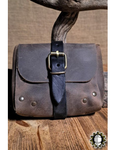 Bolsa medieval em couro marrom modelo Valeron