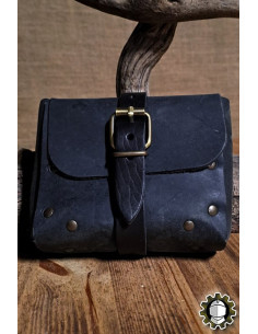 Bolsa medieval em couro preto modelo Valeron