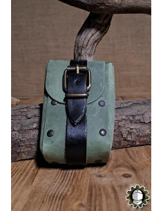 Bolso medieval em couro verde modelo Adam