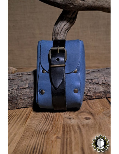 Bolsa medieval em couro azul modelo Adam