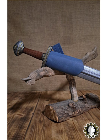 Tahalí espada mão direita couro azul