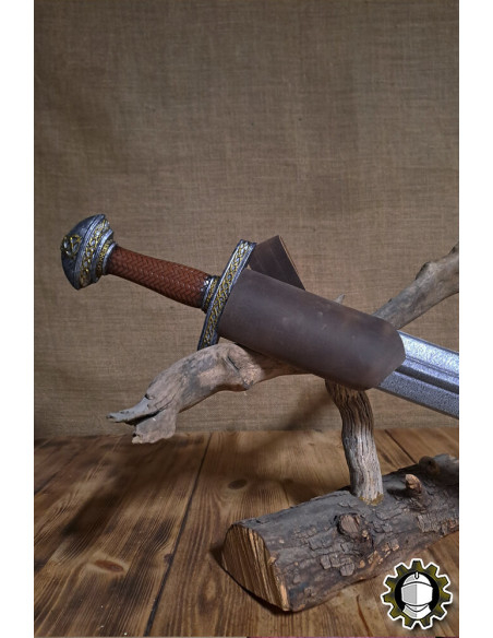 Tahalí espada mão esquerda couro marrom