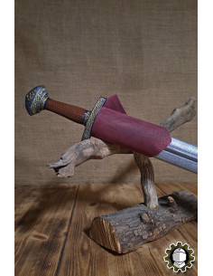 Tahalí espada mão esquerda couro vermelho