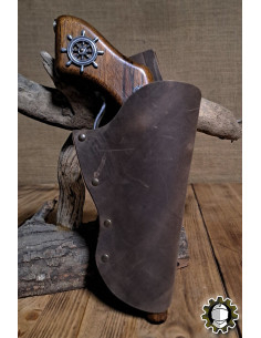 Cartucheira em couro mão direita, cor marrom