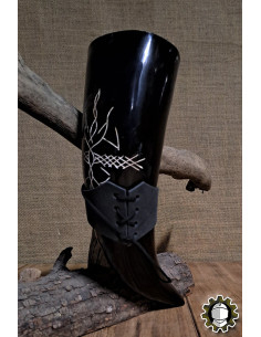 Tahalí de couro para chifre, cor preta 2