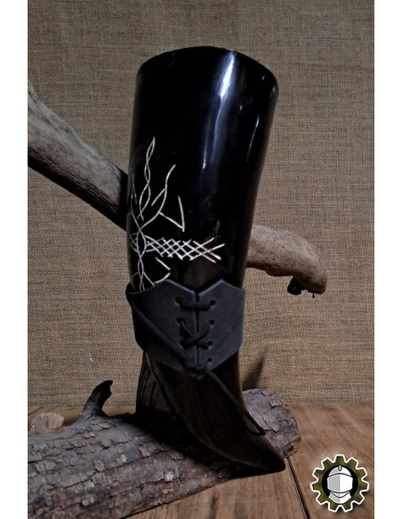 Tahalí de couro para chifre, cor preta