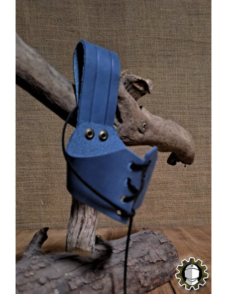 Tahalí em couro para chifre, cor azul