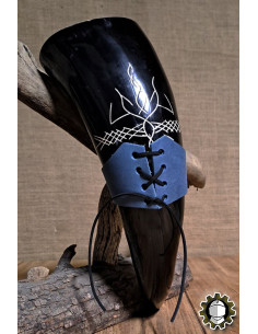 Tahalí em couro para chifre, cor azul 2