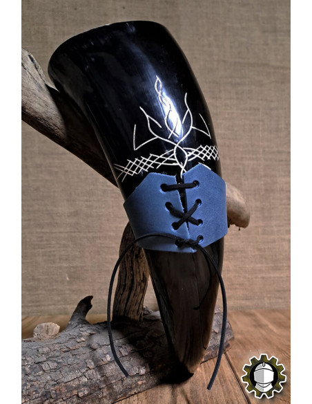 Tahalí em couro para chifre, cor azul