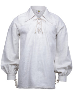 Camisa medieval em linho modelo Sawyer, branco natural