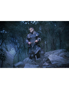 Peto vikingo em couro modelo Baldur, negro 2