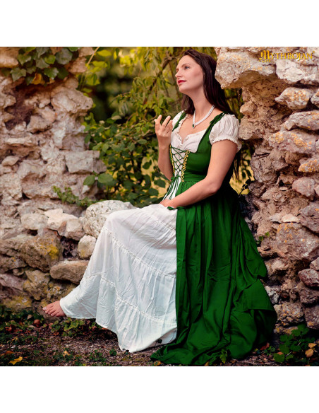 Vestido medieval celta longo cor verde
