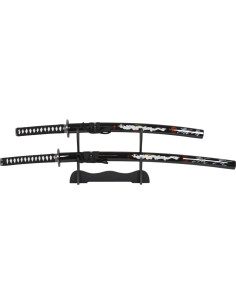 Conjunto Katana e Wakizashi com suporte, design dragão