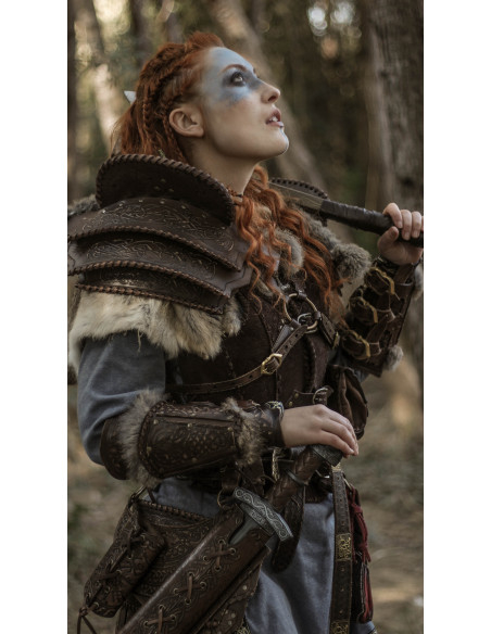 Hombrera celta em couro, modelo Bárbaro