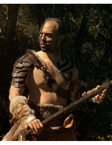 Hombrera vikinga de couro marrom,...