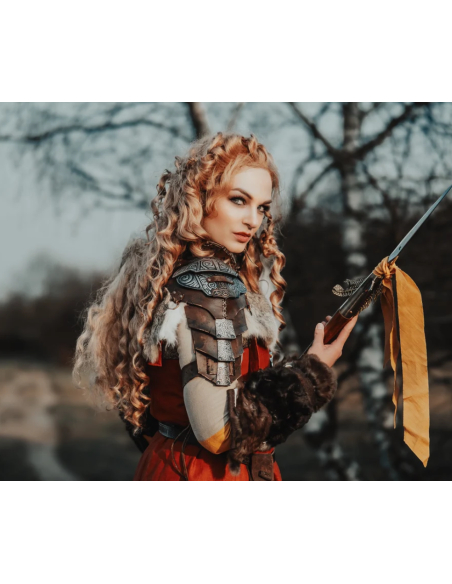 Hombrera vikinga de couro marrom,...