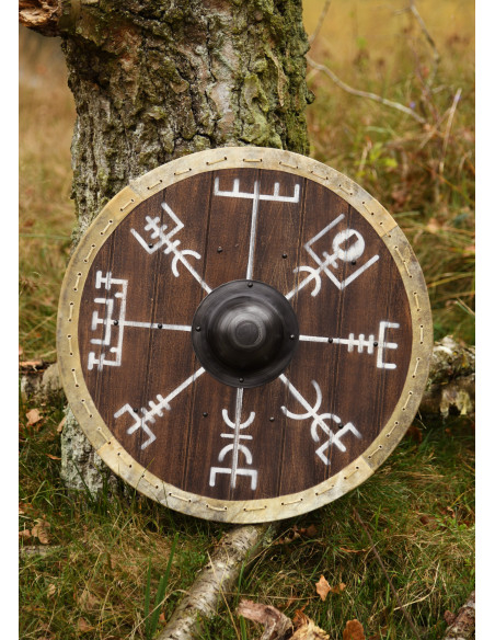 Escudo Vikingue Vegvísir com borda de...