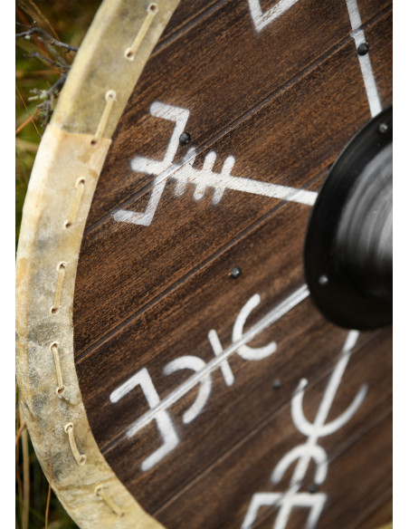 Escudo Vikingue Vegvísir com borda de...