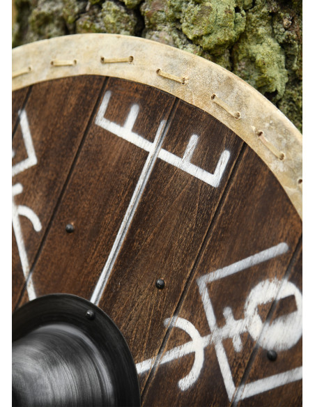 Escudo Vikingue Vegvísir com borda de...