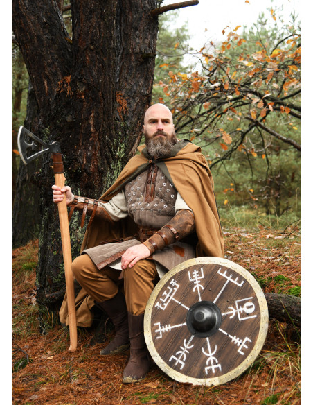 Escudo Vikingue Vegvísir com borda de...