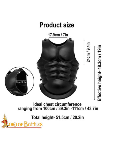 Couraça romana em aço enegrecido com...