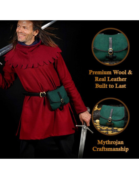 Bolsa medieval para LARP em verde