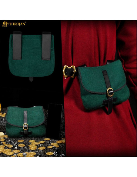 Bolsa medieval para LARP em verde