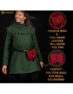Bolsa medieval para LARP em vermelho vinho tinto 2