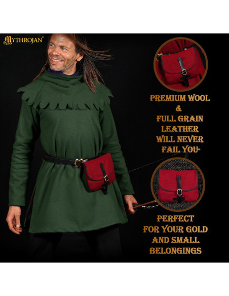 Bolsa medieval para LARP em vermelho...