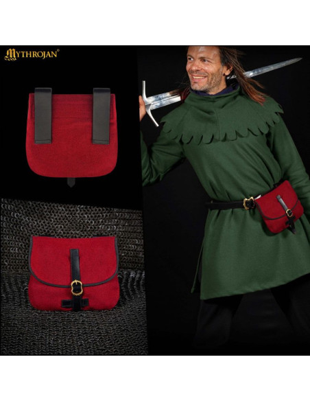 Bolsa medieval para LARP em vermelho...
