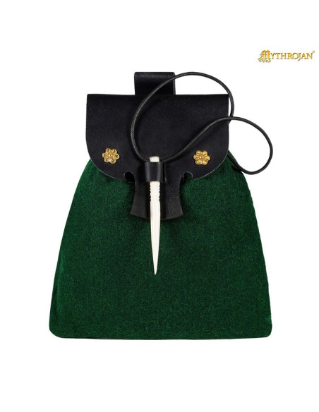 Bolso medieval, fecho de osso, em...