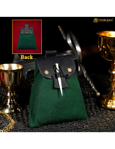 Bolso medieval, fecho de osso, em...