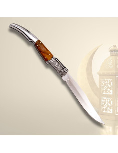 Navalha de Carraca série Âmbar, cabo de oliveira