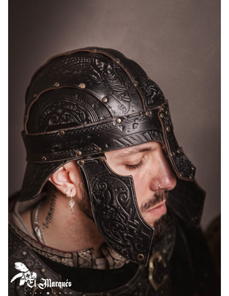 Casco Spangenhelm Baldur em couro,...