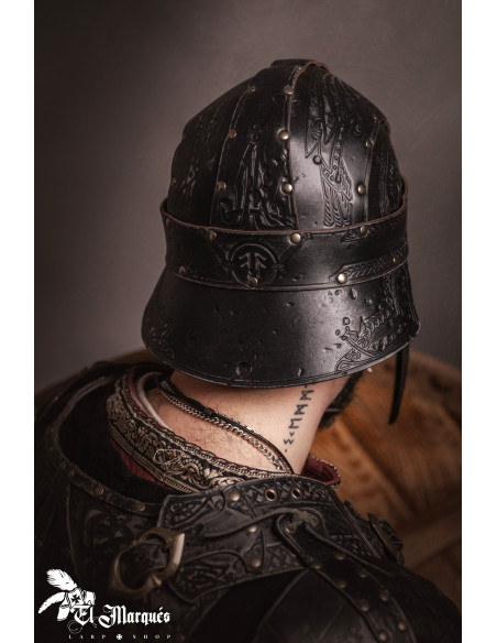 Casco Spangenhelm Baldur em couro,...