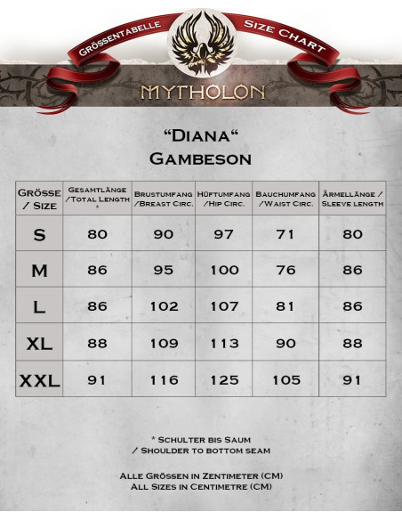 Gambesão medieval Diana em vermelho