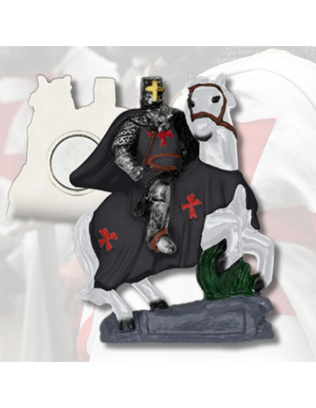 Imã Templário negro a cavalo (7 cm.)