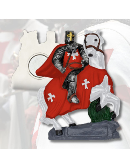 Imã Templário vermelho a cavalo (7 cm.)