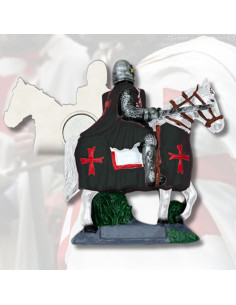 Imã Templário preto com espada a cavalo (7 cm.)