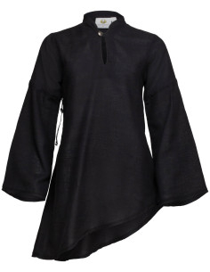 Blusa medieval em linho modelo Galatea, cor preta
