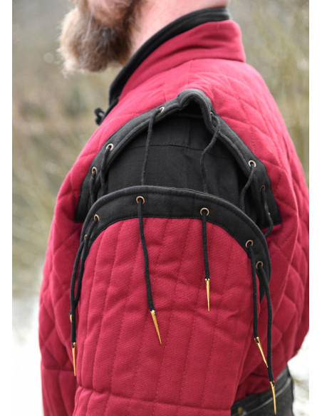 Gambesão medieval vermelho-preto,...